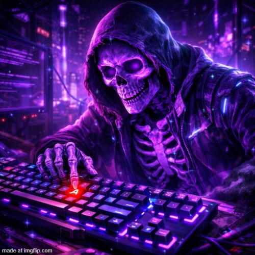 cool purple skeleton and keyboard with the letter a highlighted | image tagged in cool purple skeleton and keyboard with the letter a highlighted | made w/ Imgflip meme maker