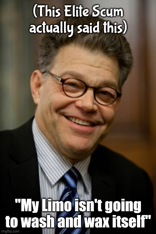 Al Franken | (This Elite Scum actually said this) "My Limo isn't going to wash and wax itself" | image tagged in al franken | made w/ Imgflip meme maker