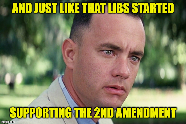 And Just Like That Meme | AND JUST LIKE THAT LIBS STARTED SUPPORTING THE 2ND AMENDMENT | image tagged in memes,and just like that | made w/ Imgflip meme maker