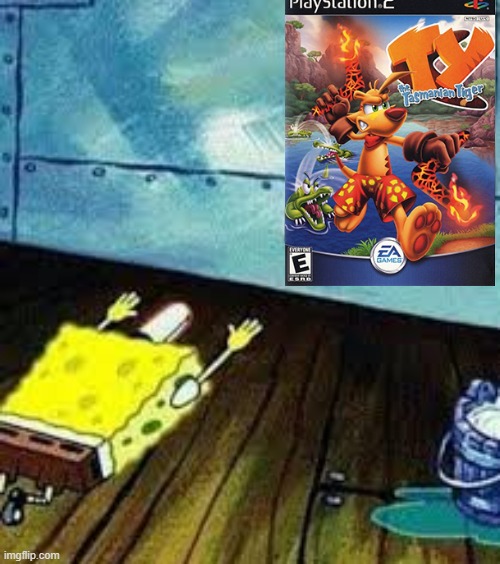 spongebob worships ty the tasmanian tiger | image tagged in spongebob worship,ty the tasmanian tiger,2000s,video games,memes | made w/ Imgflip meme maker