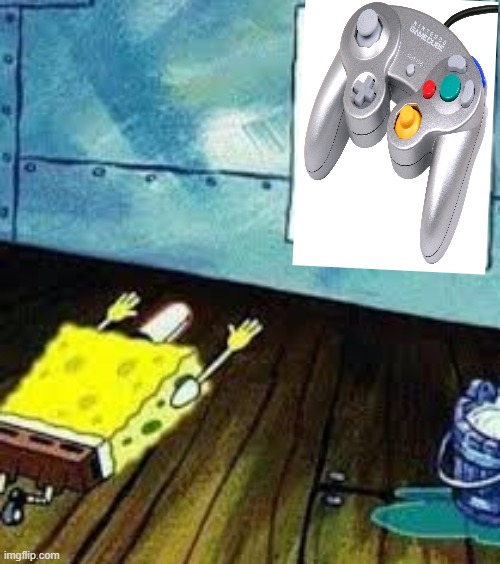 spongebob praises the gamecube controller | image tagged in spongebob worship,nintendo gamecube,memes | made w/ Imgflip meme maker