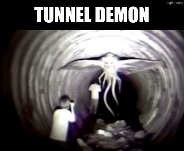 Tunnel Demon | TUNNEL DEMON | image tagged in cursed images,what a terrible day to have eyes,excuse me wtf,so you have chosen death,high-pitched demonic screeching,dafuq | made w/ Imgflip meme maker