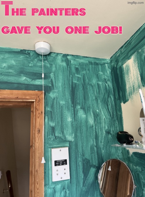 Quite honestly I like it but many would call it a fail | The painters gave you one job! | image tagged in you had one job,duhhh dumbass,painting,i like,task failed successfully,design fails | made w/ Imgflip meme maker