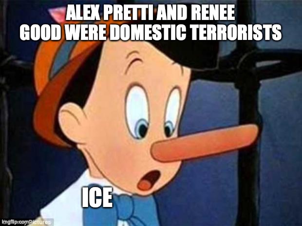 ICE is lying. | ALEX PRETTI AND RENEE GOOD WERE DOMESTIC TERRORISTS; ICE | image tagged in ice,trump,maga,republicans,right wing,fox news | made w/ Imgflip meme maker