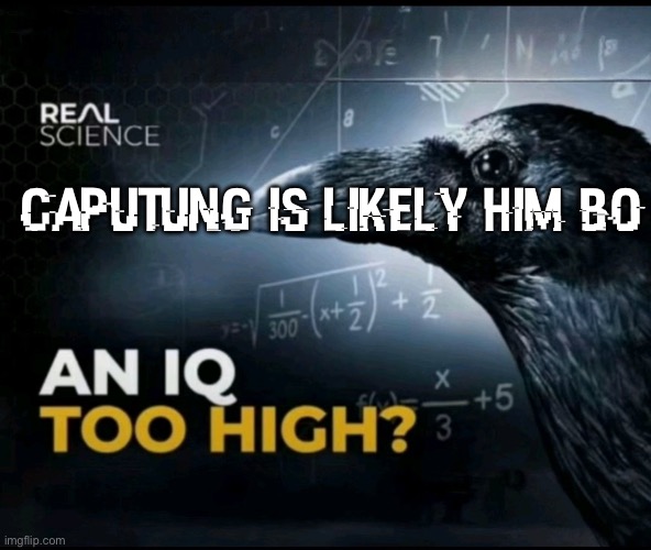 an iq too high? | caputung is likely him bo | image tagged in an iq too high | made w/ Imgflip meme maker