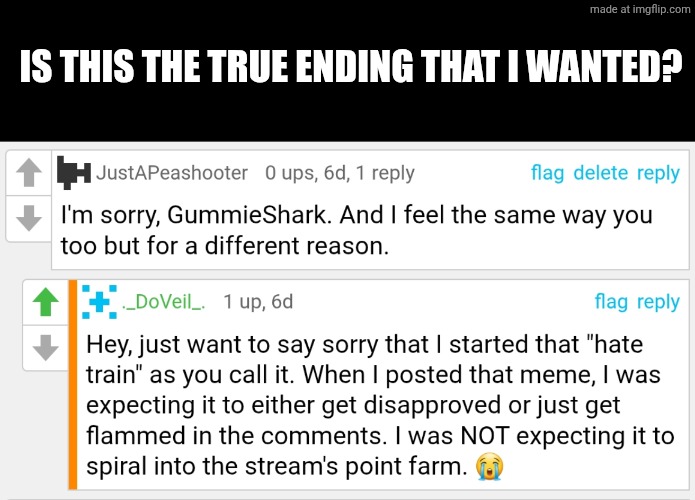 Memeplant hate train - True ending? | IS THIS THE TRUE ENDING THAT I WANTED? | image tagged in roblox | made w/ Imgflip meme maker