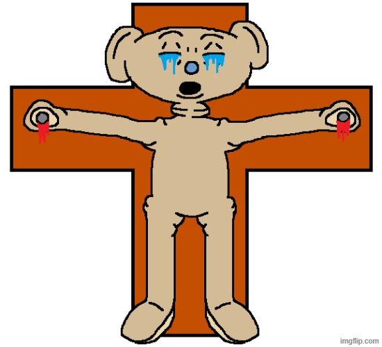 Bear gets crucified because his update broke my legs | made w/ Imgflip meme maker