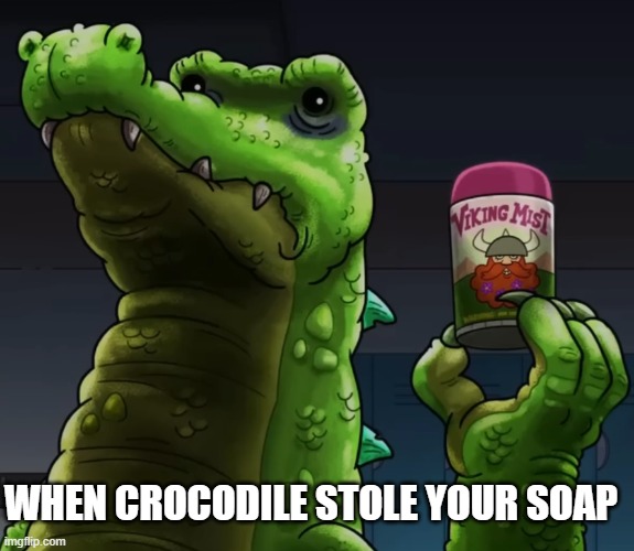crocodile SOAP MEME | WHEN CROCODILE STOLE YOUR SOAP | image tagged in funny memes | made w/ Imgflip meme maker
