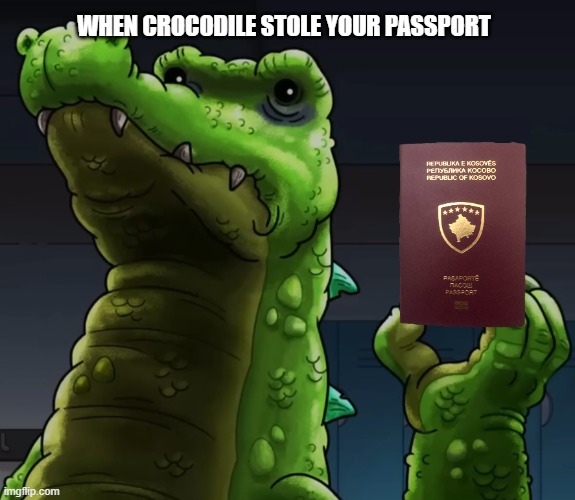 crocodile passport meme | WHEN CROCODILE STOLE YOUR PASSPORT | image tagged in passport,funny memes | made w/ Imgflip meme maker