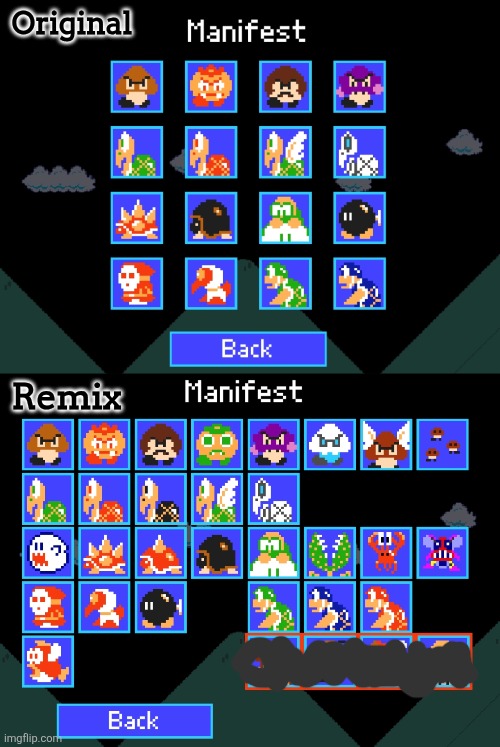 Progress | Original; Remix | image tagged in mario,scratch | made w/ Imgflip meme maker