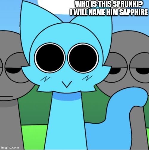 Who tf is this? | WHO IS THIS SPRUNKI? I WILL NAME HIM SAPPHIRE | image tagged in sprunki,original character | made w/ Imgflip meme maker