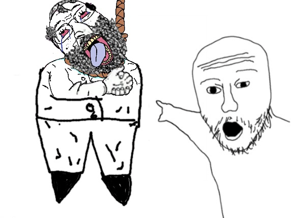 Soyjak pointing at a dead kike Blank Meme Template