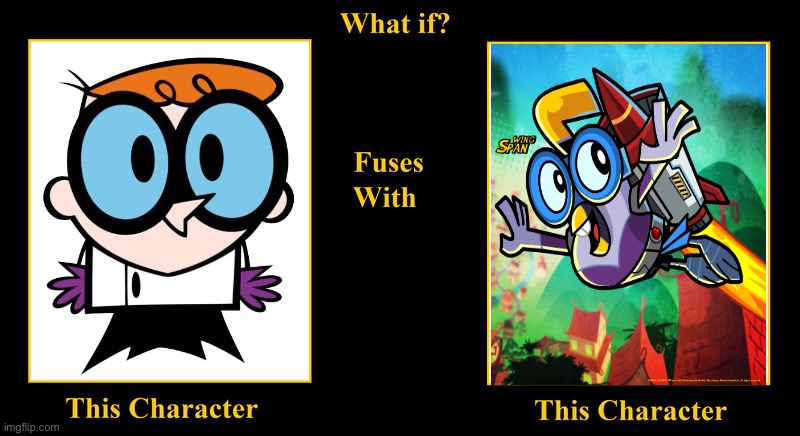 Dexter McPhearson Fuses With Wing Span | image tagged in what if fuses,chuck chicken,wing span,dexter,dexters lab,glasses | made w/ Imgflip meme maker