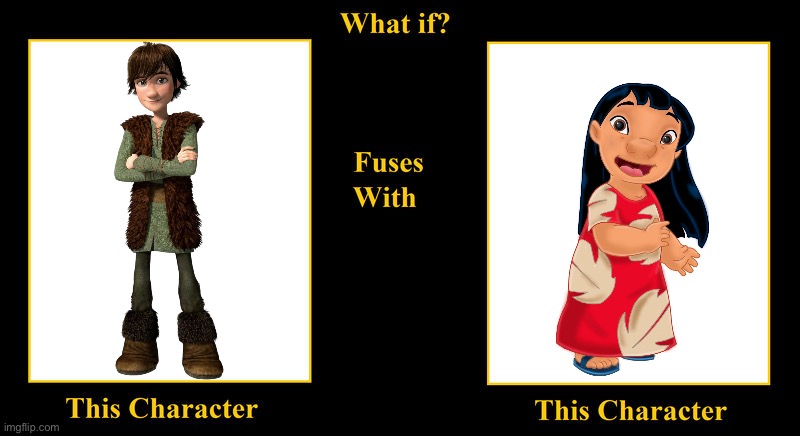 Hiccup Haddock Fuses With Lilo Pelekai | image tagged in what if fuses,lilo and stitch,hiccup,how to train your dragon,human,humans | made w/ Imgflip meme maker
