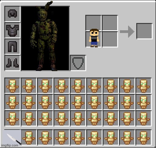 springtrap inventory reveal | image tagged in i always come back,springtrap,minecraft inventory,fnaf | made w/ Imgflip meme maker
