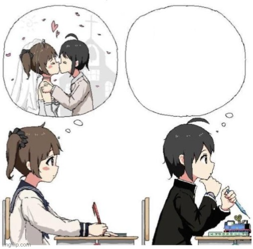 Girls Thoughts Vs Boys Thoughts Blank Meme Template