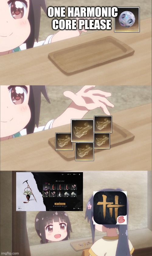 Where winds meet | ONE HARMONIC CORE PLEASE | image tagged in one please | made w/ Imgflip meme maker