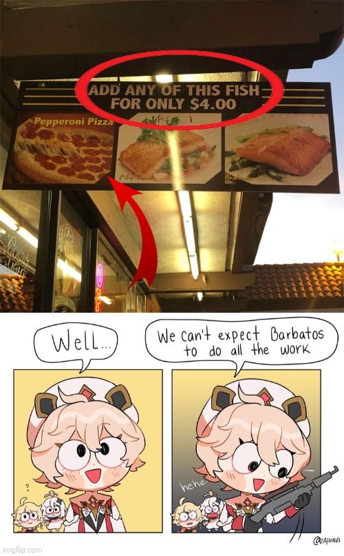 Someone must pay for this mistake. | image tagged in sign,fish | made w/ Imgflip meme maker