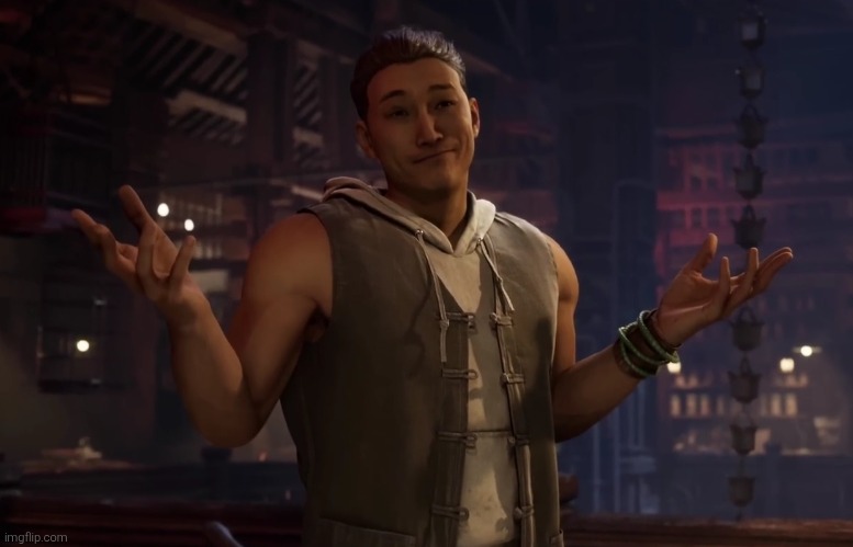 Kung Lao shrugs | image tagged in kung lao shrugs | made w/ Imgflip meme maker