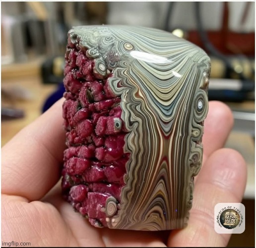Fordite- formed by layers of automotive paint over many years.  See comment for more info. | image tagged in automotive,paint,rock,beautiful,colors | made w/ Imgflip meme maker