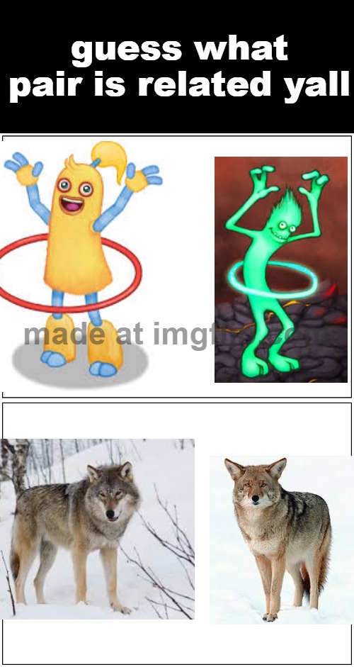 if you guessed the top one, sorry... YOURE CORRECT!!! | guess what pair is related yall | image tagged in memes,blank comic panel 1x2 | made w/ Imgflip meme maker