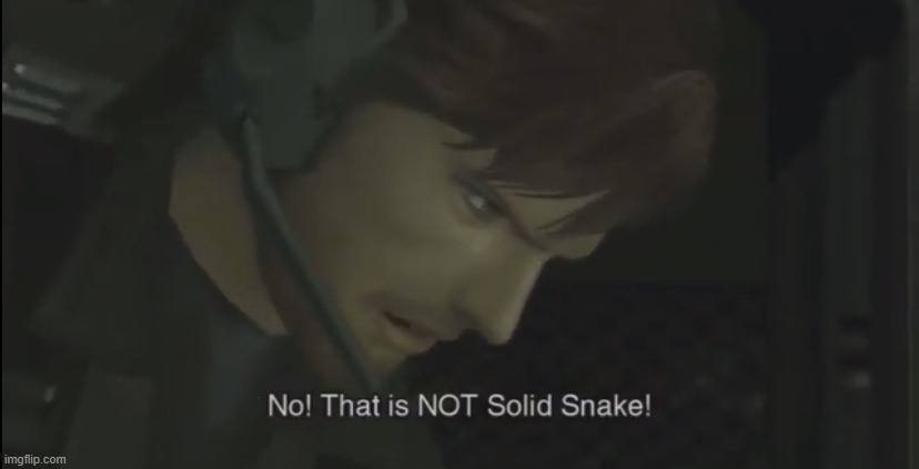 no! that is NOT solid snake! | image tagged in no that is not solid snake | made w/ Imgflip meme maker
