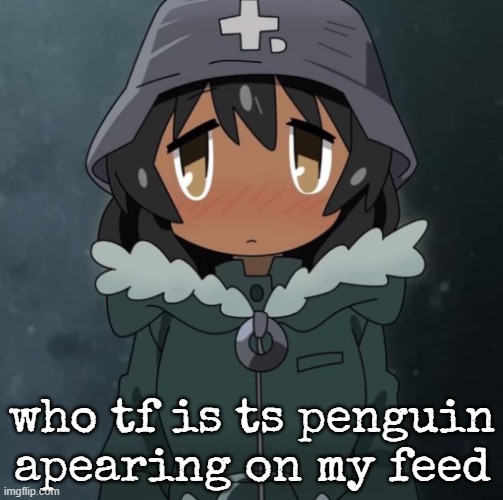 black yuuri | who tf is ts penguin apearing on my feed | image tagged in black yuuri | made w/ Imgflip meme maker