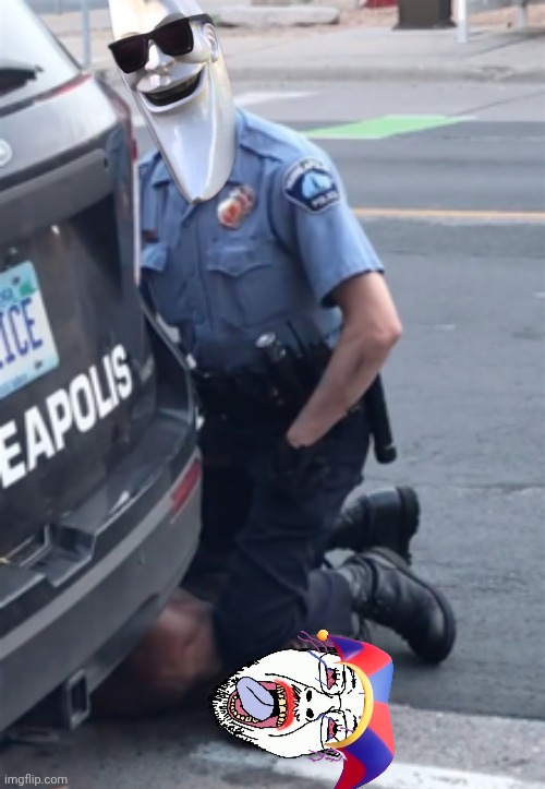 Mac Tonight kneeling on Pomni Blank Meme Template