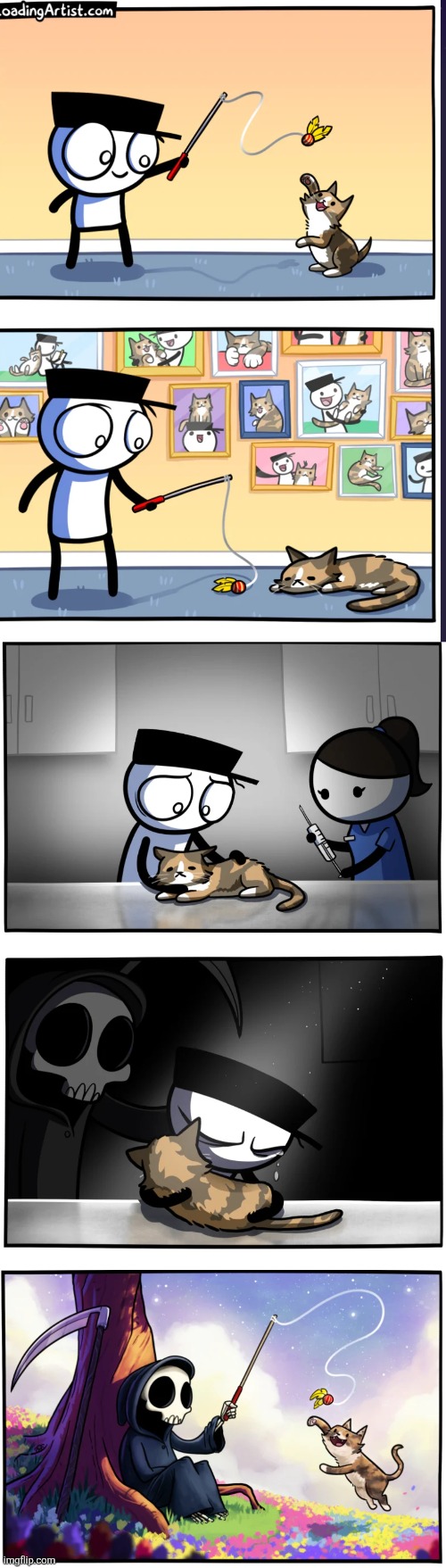 image tagged in comics,loadingartist,cats,growing older,death,heaven | made w/ Imgflip meme maker
