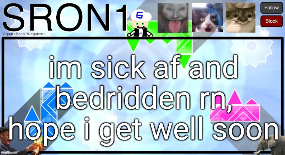 SRON1's announcment template (2026) | im sick af and bedridden rn, hope i get well soon | image tagged in sron1's announcment template 2026 | made w/ Imgflip meme maker