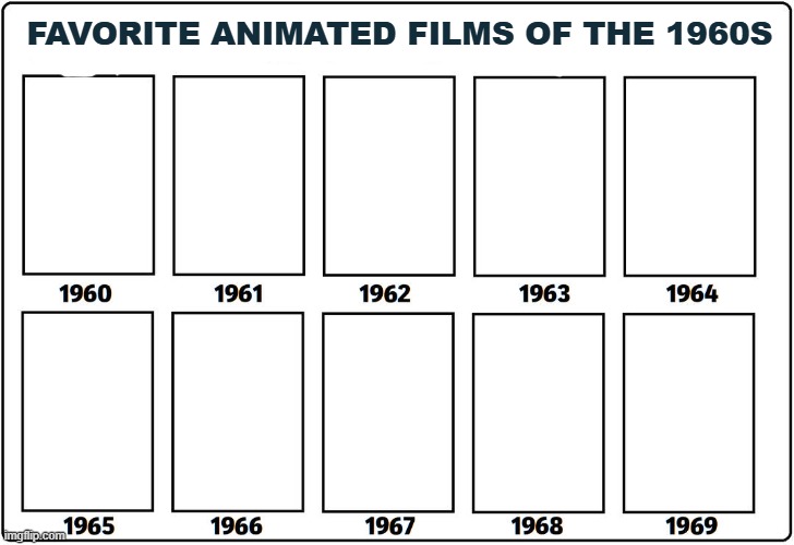 favorite animated films of the 1960s Blank Meme Template