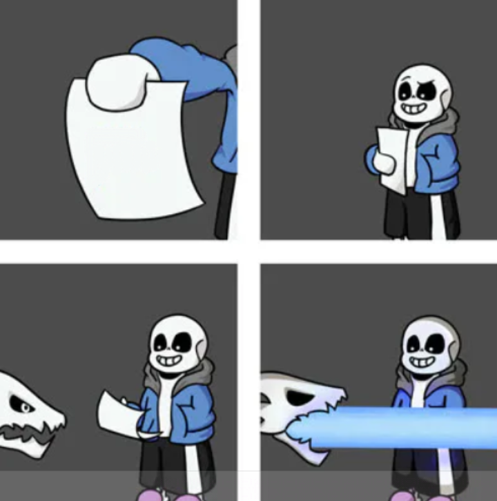Sans blasts paper with gaster blaster Blank Meme Template