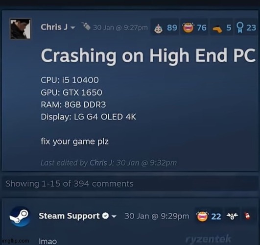 Lmao | image tagged in steam | made w/ Imgflip meme maker