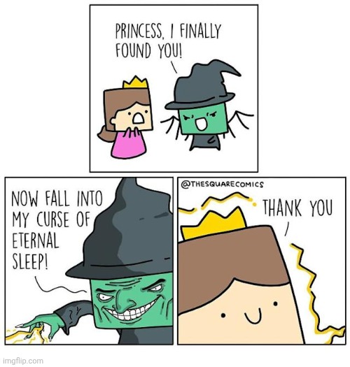Eternal sleep | image tagged in sleep,curse,princess,witch,comics,comics/cartoons | made w/ Imgflip meme maker