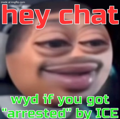 bąlļ | hey chat; wyd if you got "arrested" by ICE | image tagged in b l | made w/ Imgflip meme maker