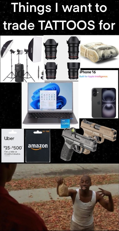 I got these cheeseburgers tattoo Blank Meme Template