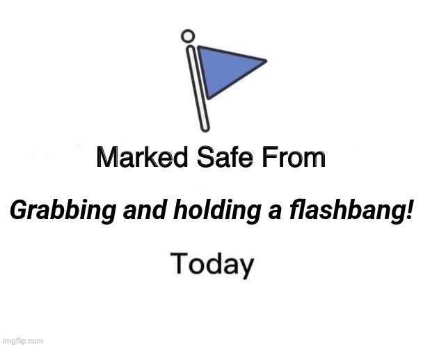 Marked Safe From | Grabbing and holding a flashbang! | image tagged in memes,marked safe from | made w/ Imgflip meme maker