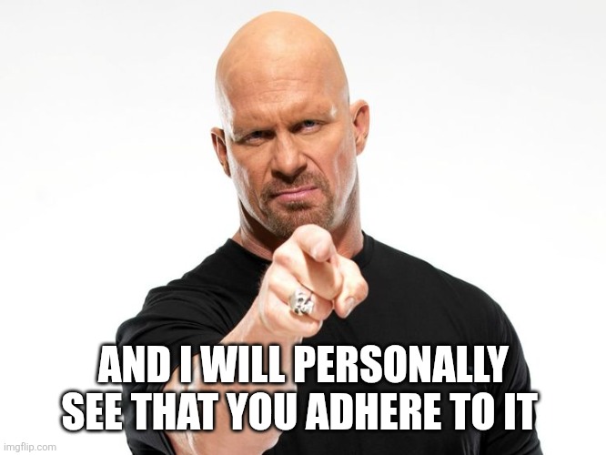 Bald tough guy pointing at you | AND I WILL PERSONALLY SEE THAT YOU ADHERE TO IT | image tagged in bald tough guy pointing at you | made w/ Imgflip meme maker