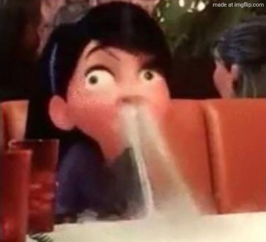 Violet spitting water out of her nose | image tagged in violet spitting water out of her nose | made w/ Imgflip meme maker