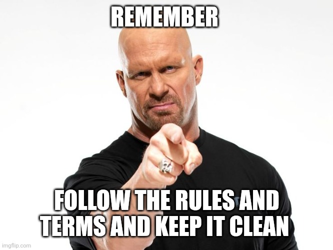 Bald tough guy pointing at you | REMEMBER FOLLOW THE RULES AND TERMS AND KEEP IT CLEAN | image tagged in bald tough guy pointing at you | made w/ Imgflip meme maker