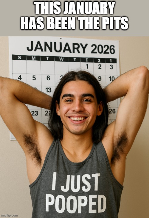 This January Has Been The Pits | THIS JANUARY HAS BEEN THE PITS | image tagged in january,pits,armpits,2026,funny,memes | made w/ Imgflip meme maker