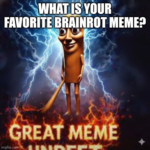 ... | WHAT IS YOUR FAVORITE BRAINROT MEME? | image tagged in great meme unreset tung tung sahur rise | made w/ Imgflip meme maker