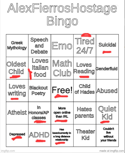 AlexFierrosHostageBingo | image tagged in alexfierroshostagebingo | made w/ Imgflip meme maker