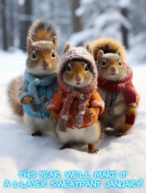 THIS YEAR, WE'LL MAKE IT A 2-LAYER SWEATPANT JANUARY! | made w/ Imgflip meme maker