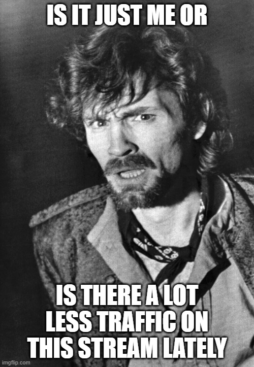 The top posts have less than 50 views | IS IT JUST ME OR; IS THERE A LOT LESS TRAFFIC ON THIS STREAM LATELY | image tagged in is it just me,memes,imgflip,streams,memes overload,why are you reading the tags | made w/ Imgflip meme maker