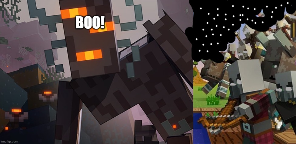 BOO! | image tagged in the creaking,illagers | made w/ Imgflip meme maker