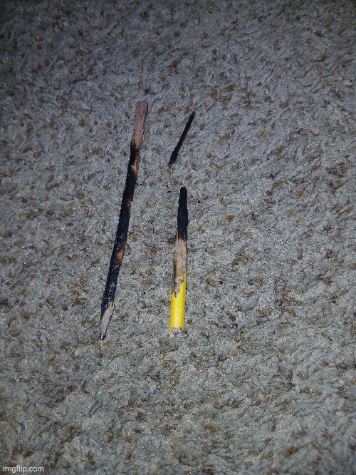 These are the remains of the 2 pencils performed in the experiment | made w/ Imgflip meme maker