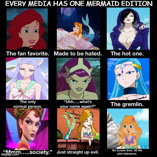 every show has one mermaid edition | image tagged in every show has one,the little mermaid,media,anime,cartoons,barbie | made w/ Imgflip meme maker