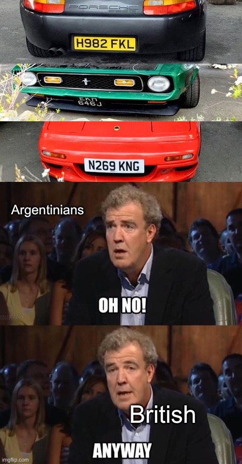 Falklands/Malvinas | Argentinians British | image tagged in oh no anyway,falkland islands,war,argentina,great britain | made w/ Imgflip meme maker