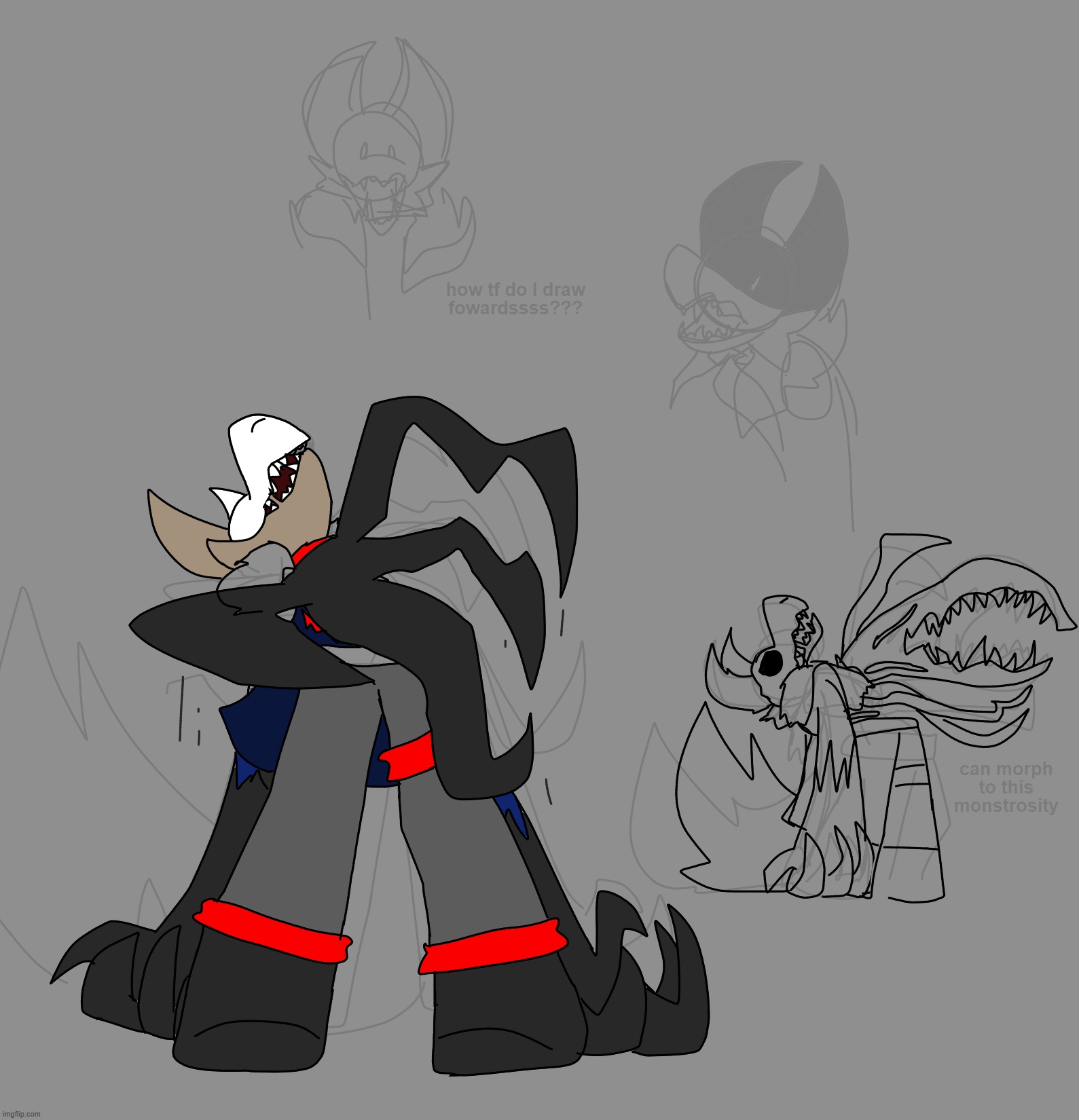 kinda leaning into crimson's more monstrous side | image tagged in i dunnoooo | made w/ Imgflip meme maker